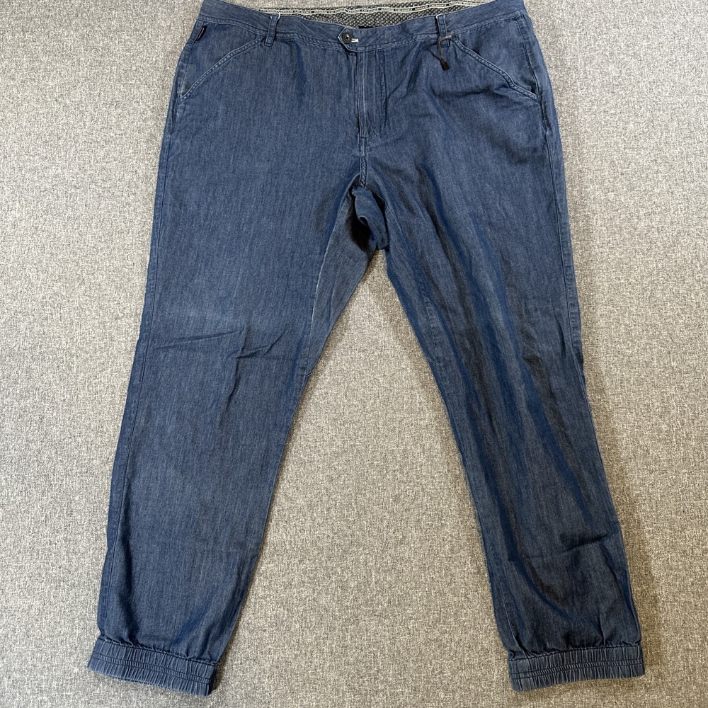 Armani Exchange AX Jogger Pants Mens 40 Blue Chambray Drawstring Tapered Casual